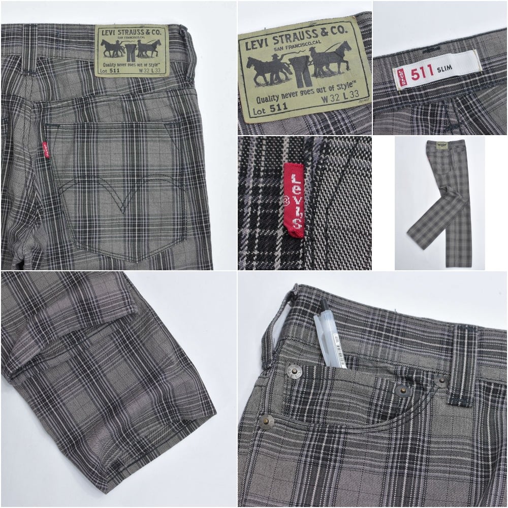 00s Levi's511-0095 リーバイス スリムフィット チェック ストレート