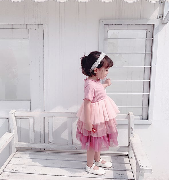 セール 新品 チュールワンピース 80 ピンク 長袖 フォーマル ドレス