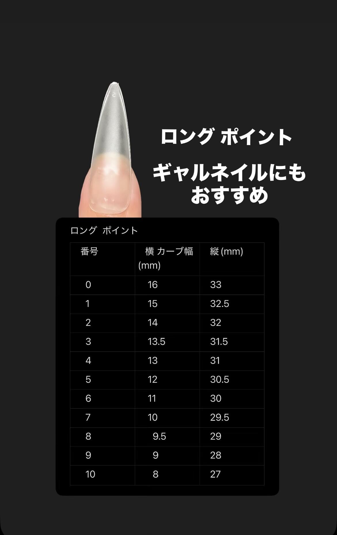 ネイルチップサイズ表 | Pay ID