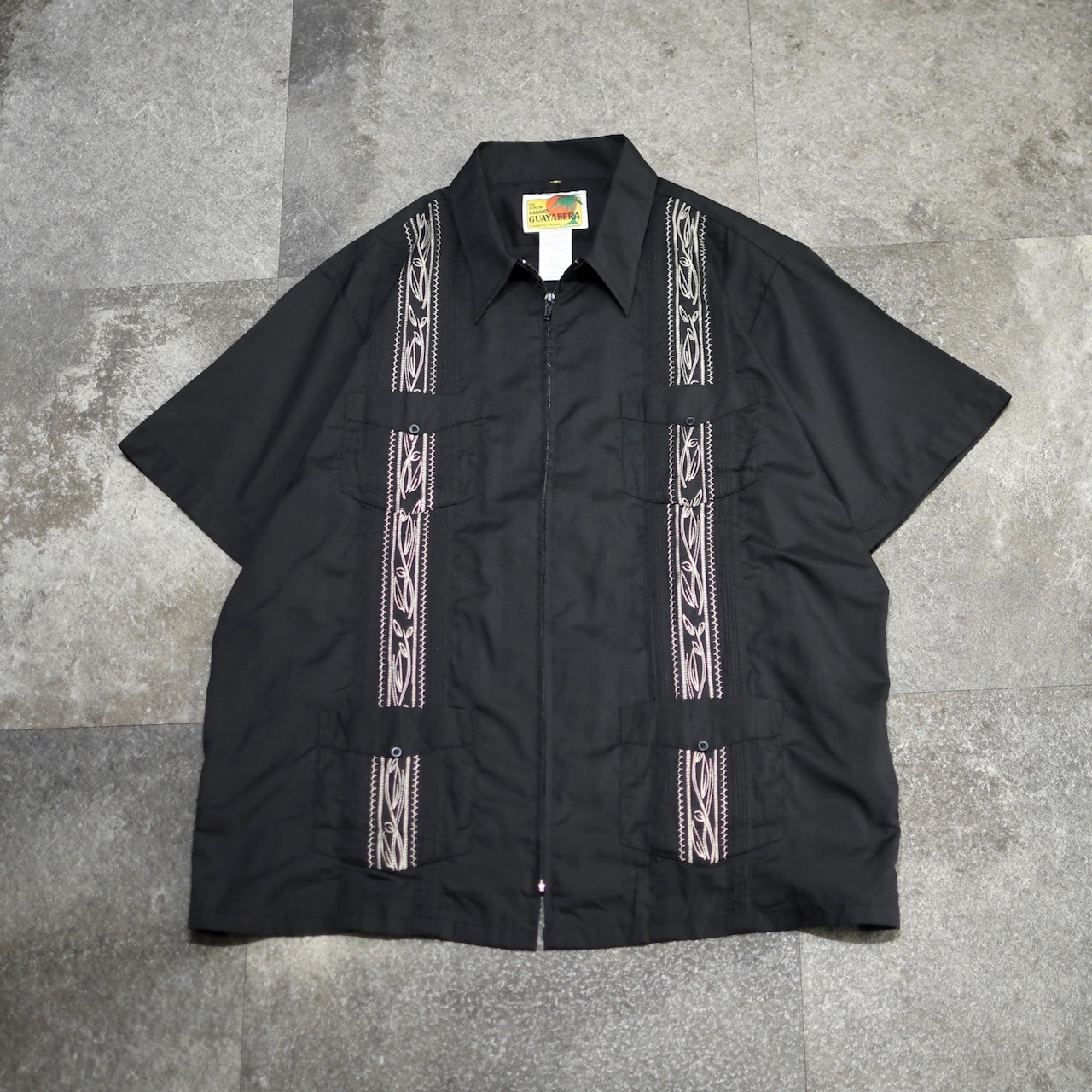 GUAYABERA zip up embroidery cuba shirt