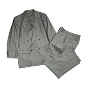 上下 Papas パパス イタリアTIBERGHIEN社 イタリア製生地 ダブル テーラードジャケット スラックス セットアップ スーツ (上)L48(下)L82/グレー系 メンズ