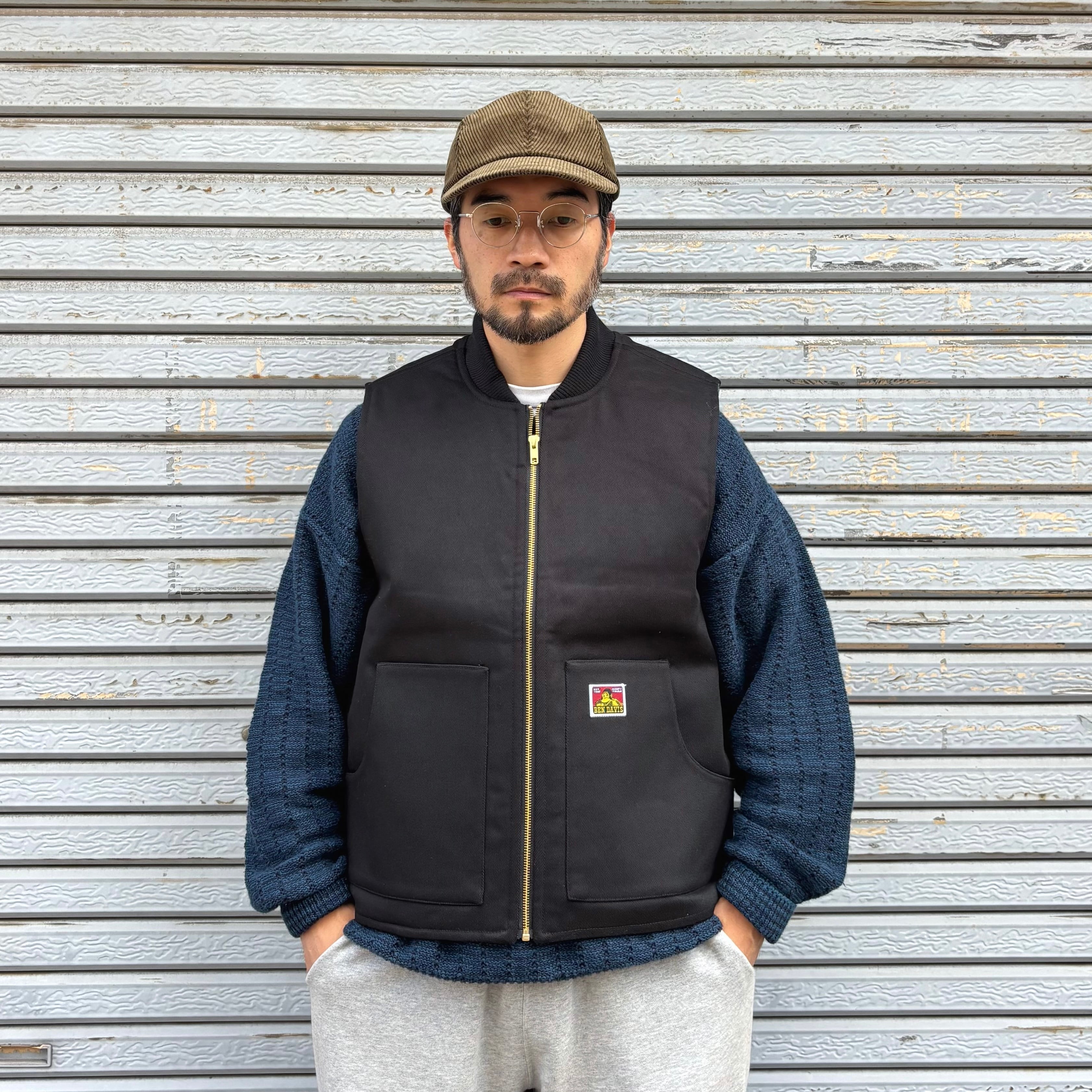 USA企画 BEN DAVIS LINED VEST - Black / ベンデイビス ワークベスト