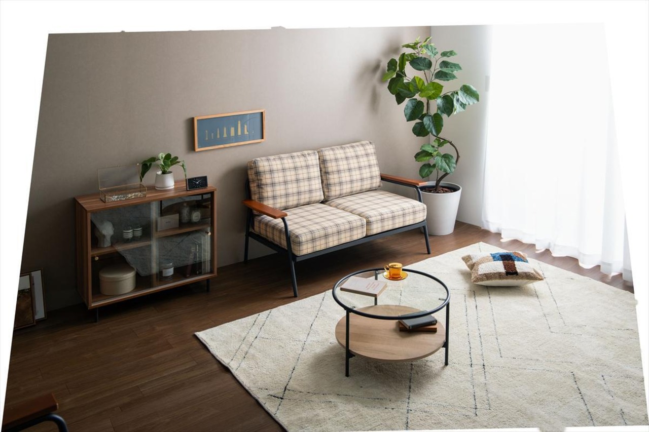 Basquiat 2人掛けチェック柄ソファ