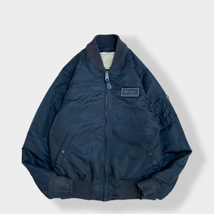 【ALPHA INDUSTRIES】 フライトジャケット MA-1 ジャンパー ブルゾン 中綿 ワッペン ロゴ L  アルファ 古着