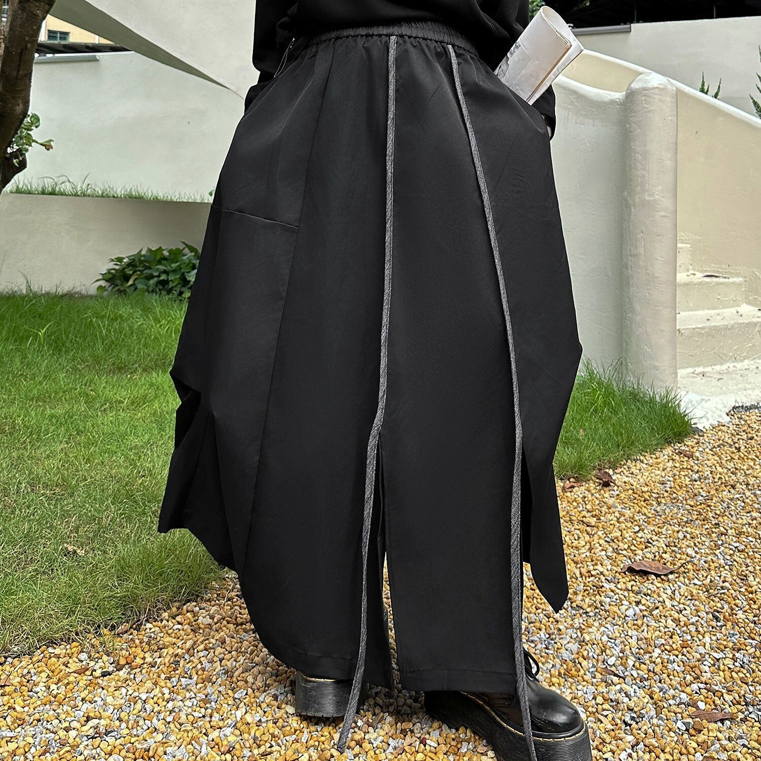 HIGH WAIST SIDE SLIT MIDI RELAXED SKIRT M-18459