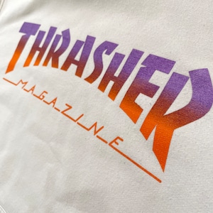 【THRASHER】プリント スウェット パーカー フーディー プルオーバー L ロゴ スケボー スケートボード スラッシャー US古着