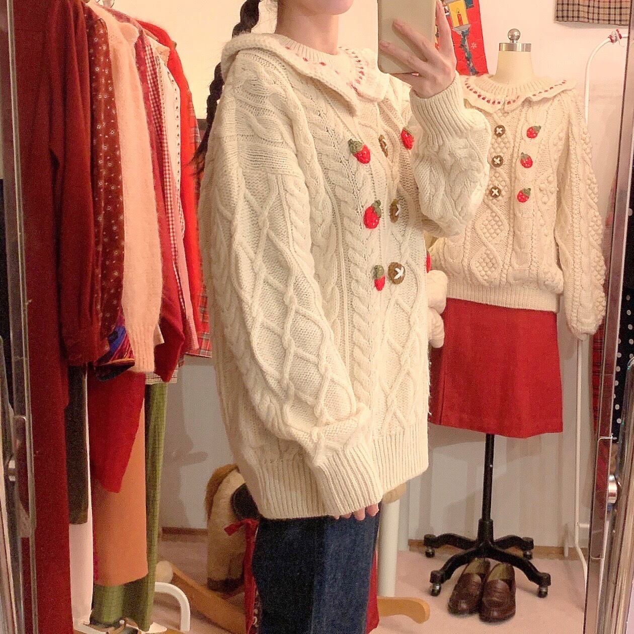 remake : strawberry cake aran sweater