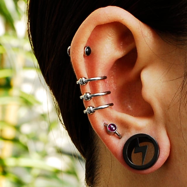 拡張ピアス 19mm (3/4) ハイポリッシュ ブラック FLASH イナズマ