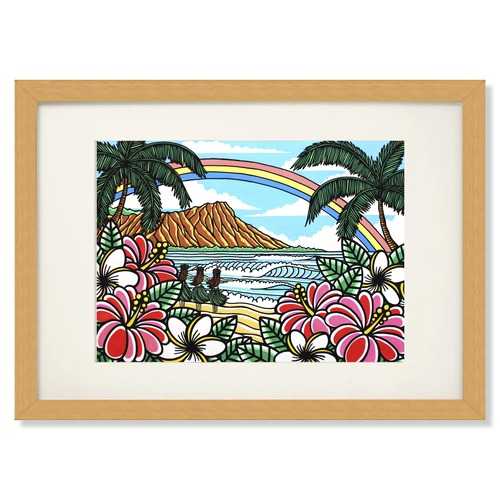 Art Print A4（Waikiki Hula Dancers）with Frame
