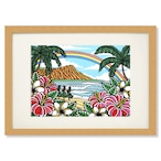 Art Print A4（Waikiki Hula Dancers）with Frame