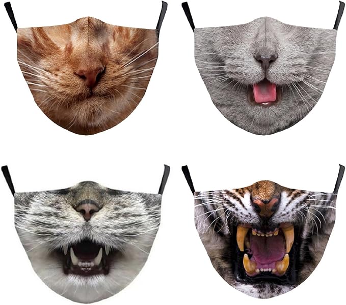 Cicogna] 猫 おもしろ マスク 4枚セット キャット 動物 アニマル ネコ