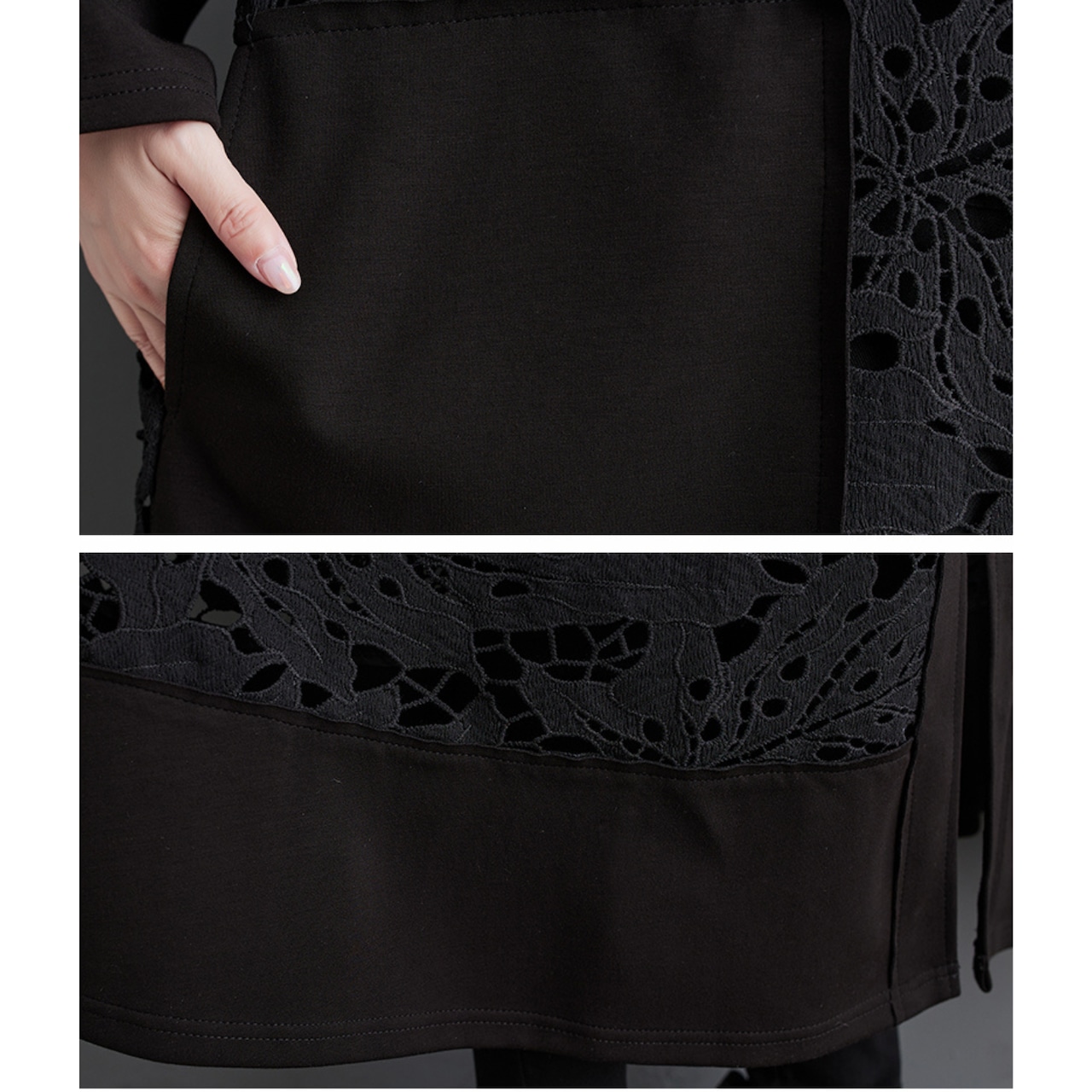 月影の花 レースロングジップパーカーM24153