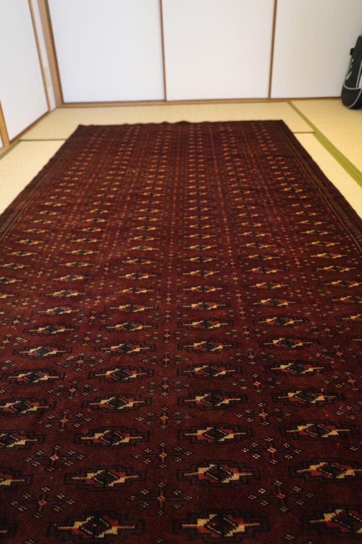 No.103大型ヴィンテージラグ ペルシャ絨毯(249×127cm)ウール・ブラウン 茶色