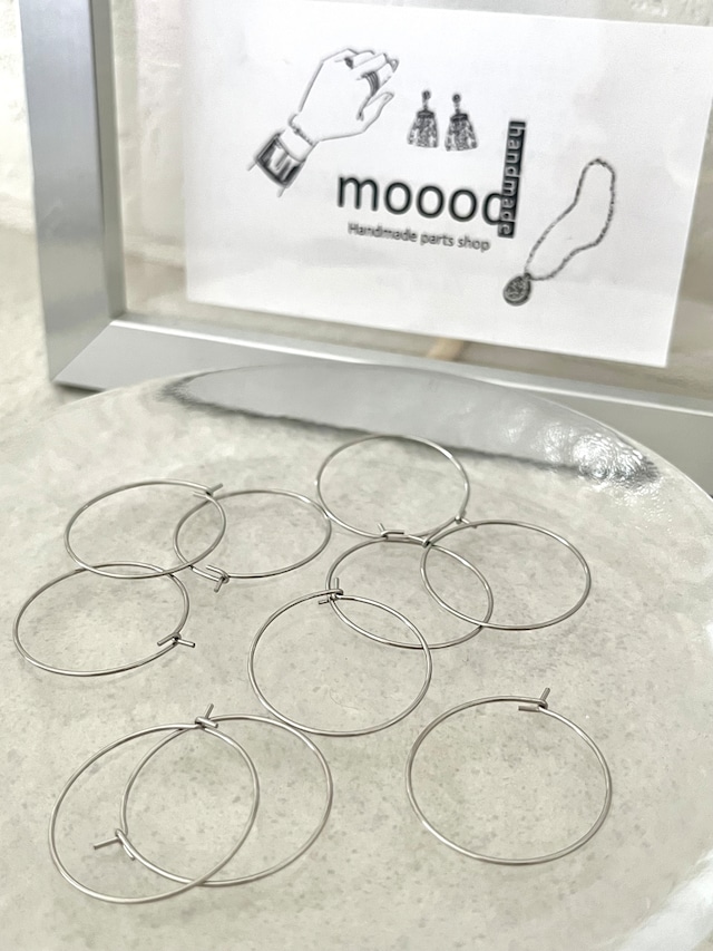 【20pcs(10ペア)】ステンレス製フープピアス/基礎パーツ