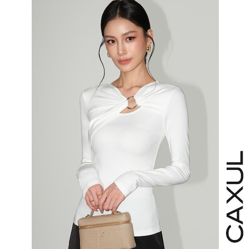 【newcolor】Ring Detail Twist Cut Top/2color
