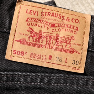 美品 36×30 Levi’s 505 USA 96年 サルファー ブラック デニム パンツ リーバイス