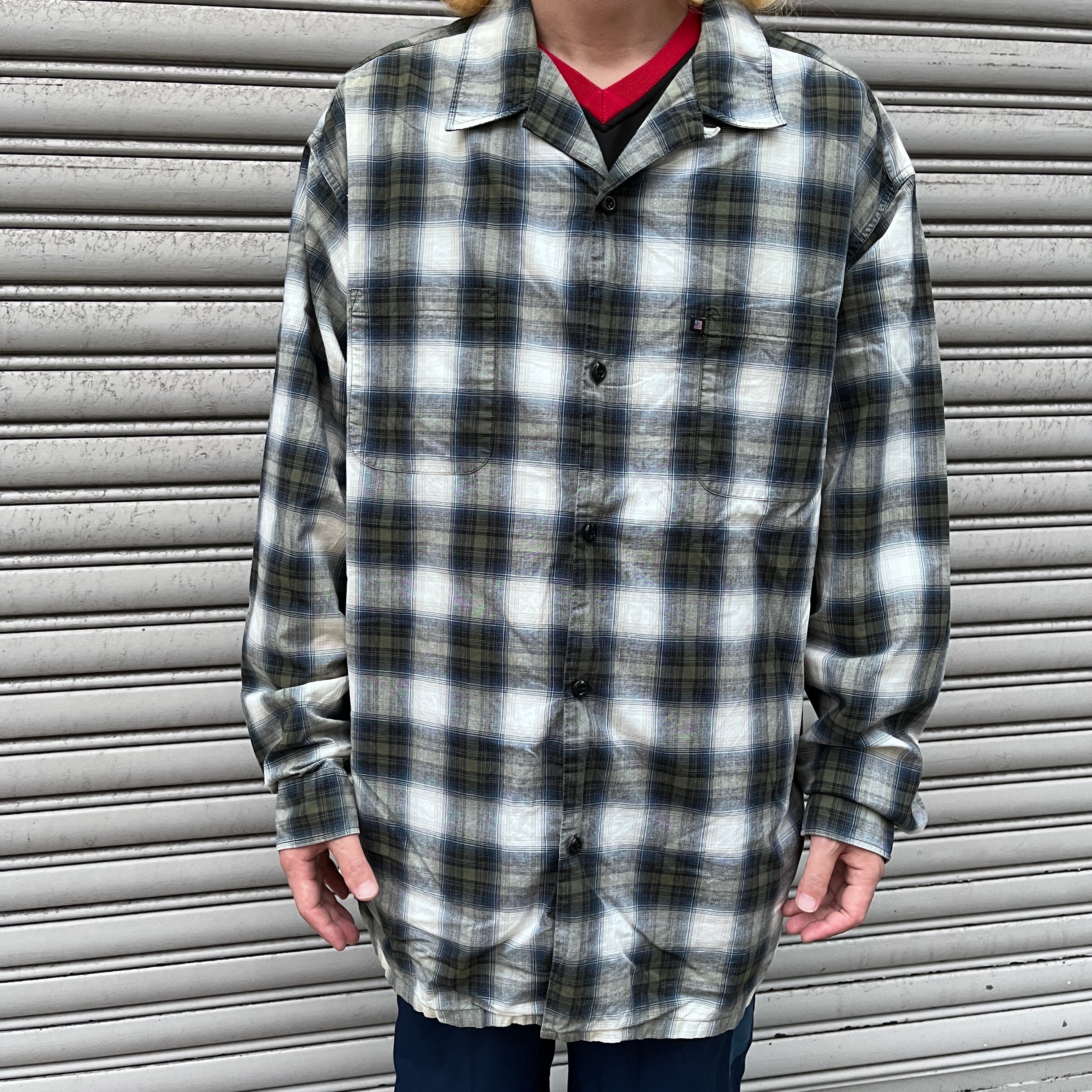 POLO JEANS オンブレチェックオープンカラーシャツ XL 開襟 ラルフ 