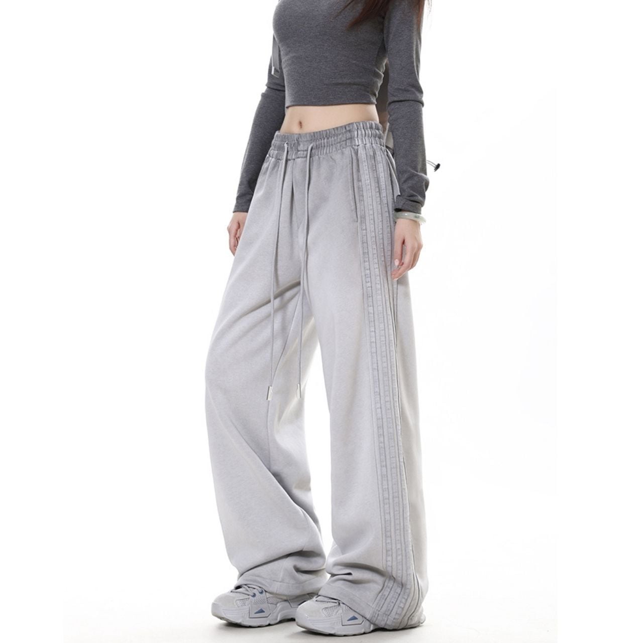 サイドラインワイドスウェットパンツ 2col R00499