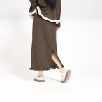 裾フリル ストレッチロングスカート