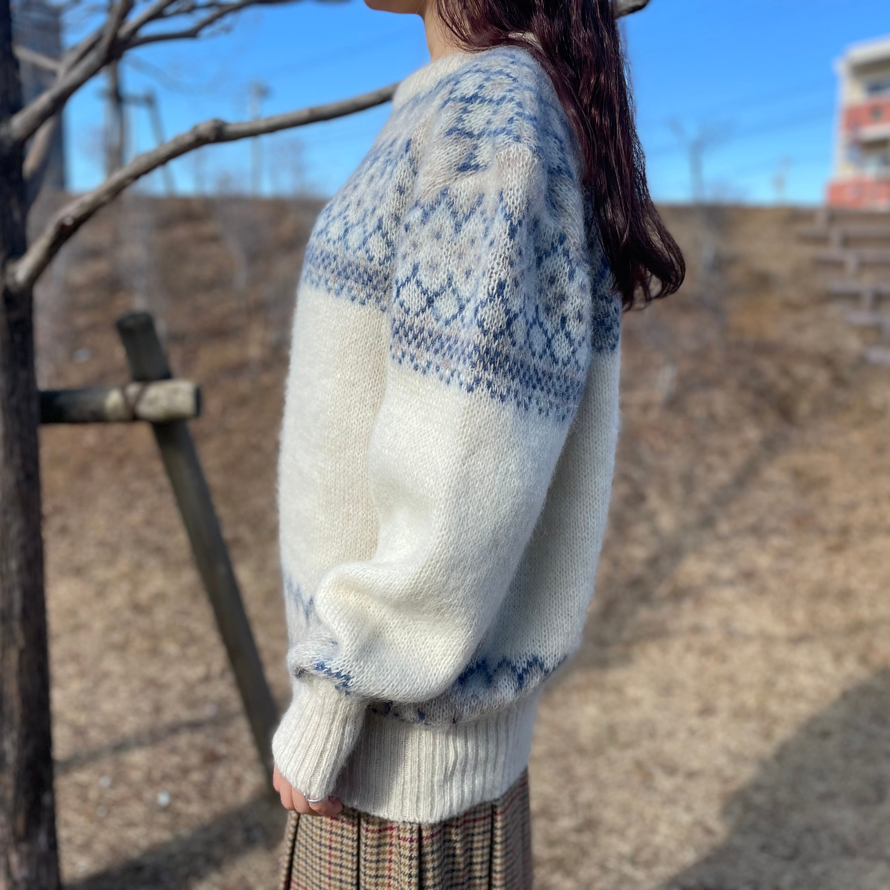 Nordic patterned knit sweater ニットセーター 古着 ノルディック柄 ...