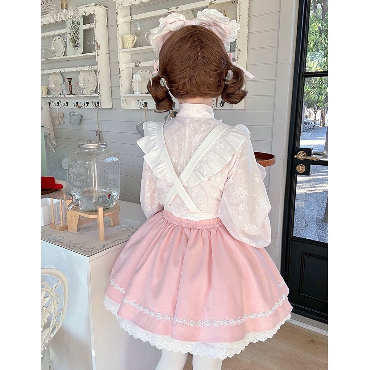 ピンクフリル付きメイド服 caf865e260bf113a1b85e534a9abcd