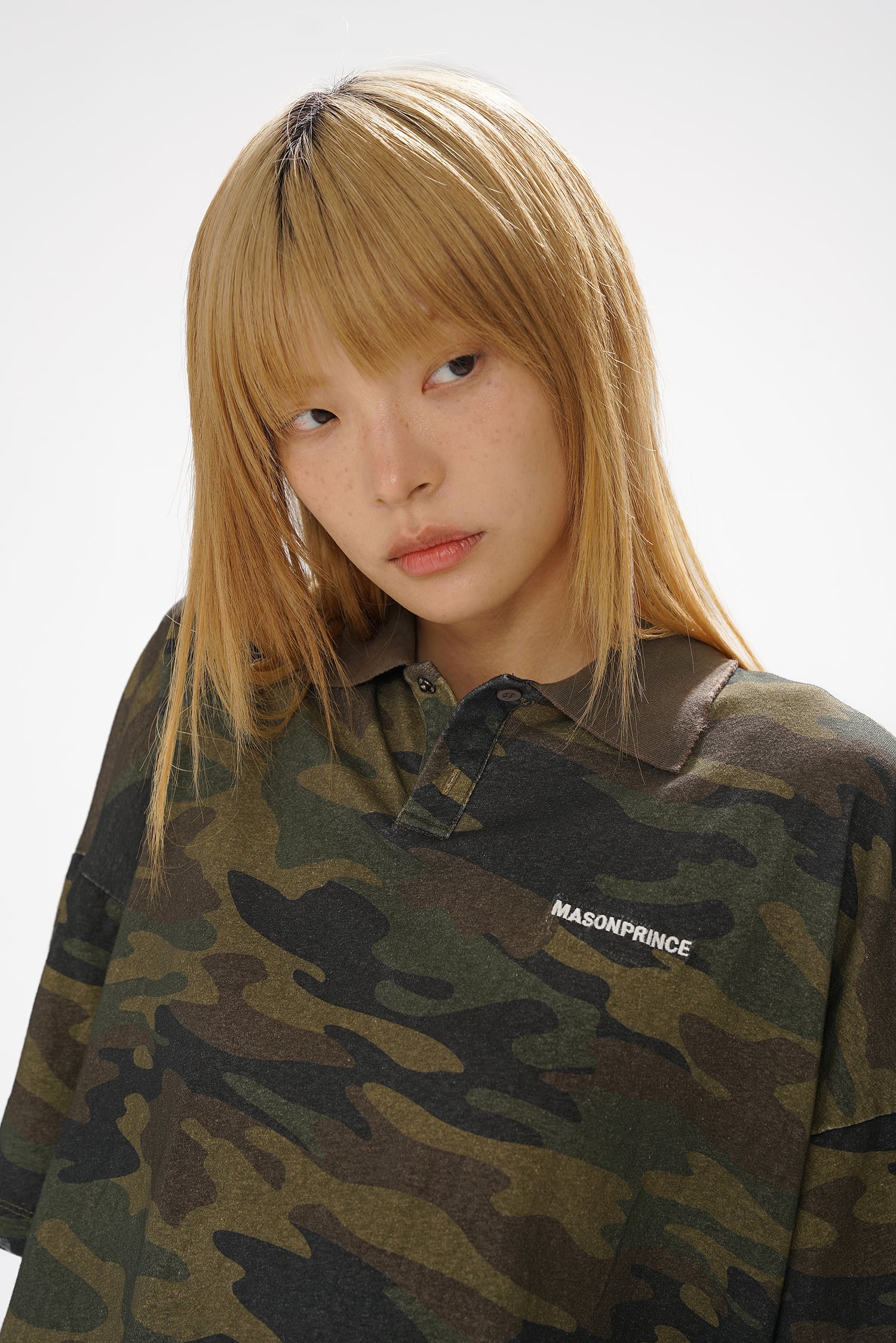 MASONPRINCE 半袖 ポロシャツ ロゴ刺繍 Tシャツ コットン 迷彩