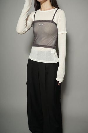 SEE-THROUGH CAMI TOPS  (CHARCOAL) 2402-9-930
