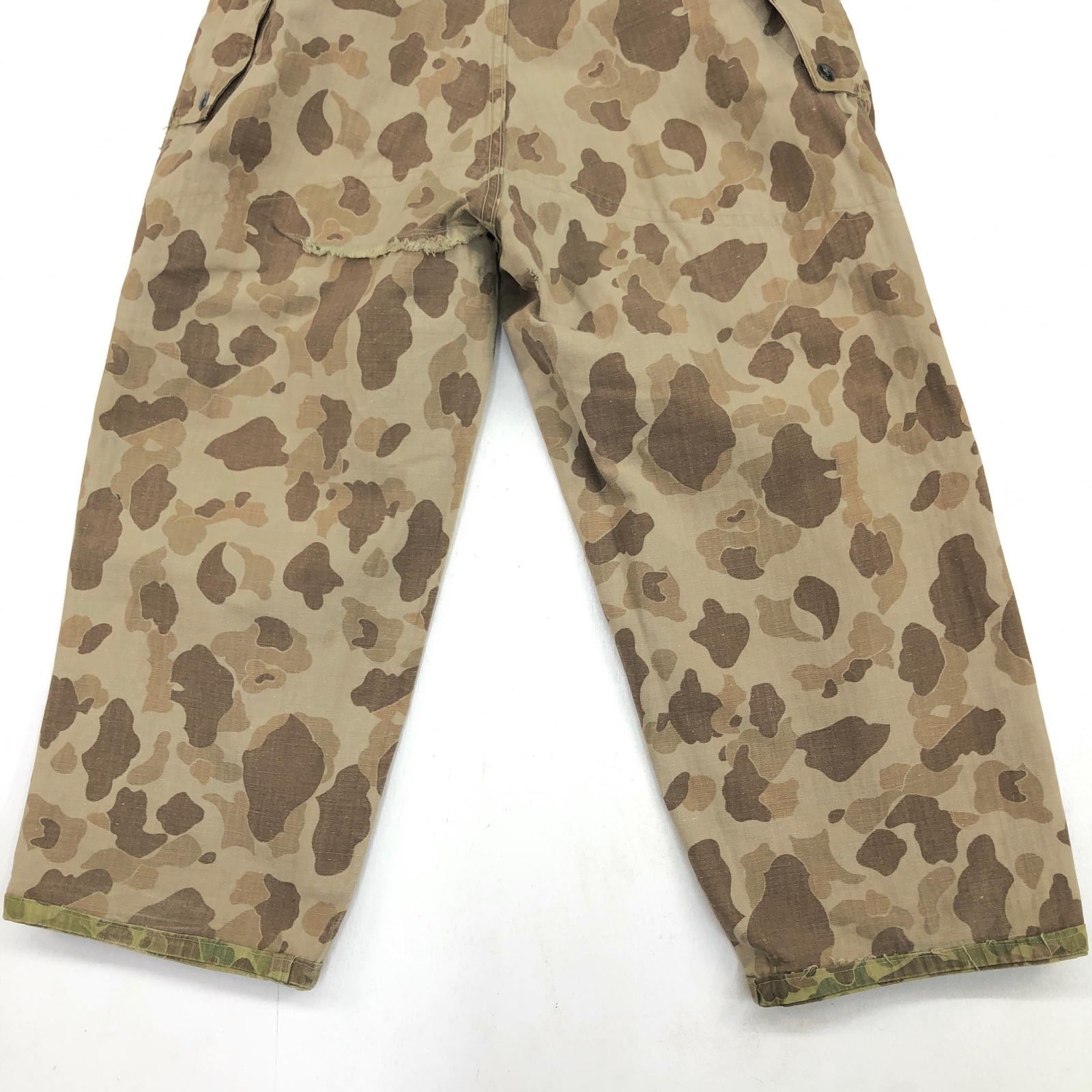 40s VINTAGE USMC P-42 ダックハンターカモ HBT パンツ 40's USMC P-1942 ダックハンターカモHBTパンツ 片ポケ 1stモデル W30