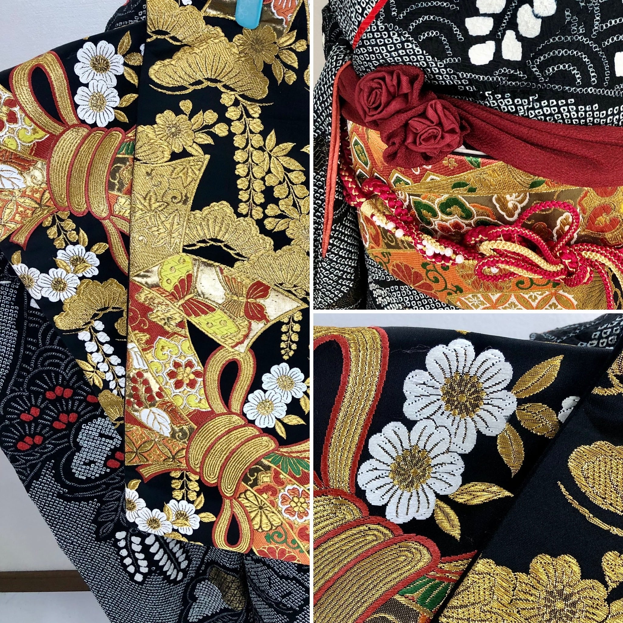 豪華【本総絞り】黒地 金駒刺繍 正絹 振袖セット s278 | 着物 夢美月