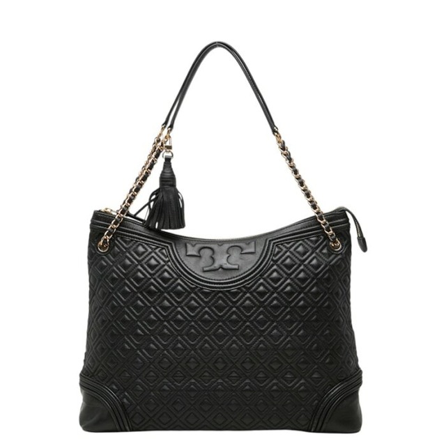 トリーバーチ フレミング ハンドバッグ ショルダーバッグ ダイヤキルト ブラック レザー レディース Tory Burch 中古