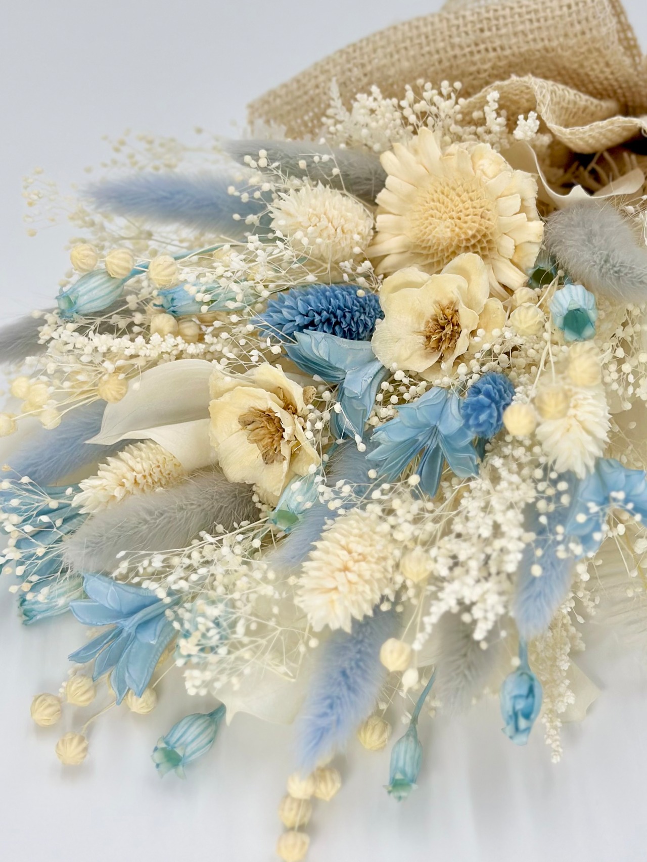 ドライフラワースワッグ(水色・白色・グレー色) 【1点もの】 画像7