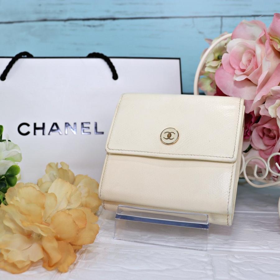 CHANEL シャネル 三つ折り 財布 ホワイト 白 ココボタン CHANEL シャネル Wホック3つ折り財布 ホワイト ココボタン | ヤマダ