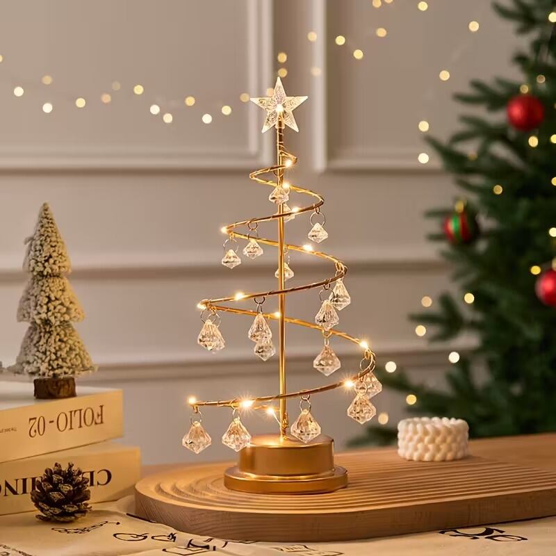 アイデア北欧insクリスマスツリー置物 クリスマスツリーランプ 置物 オブジェ メタリック クリスタル きれい