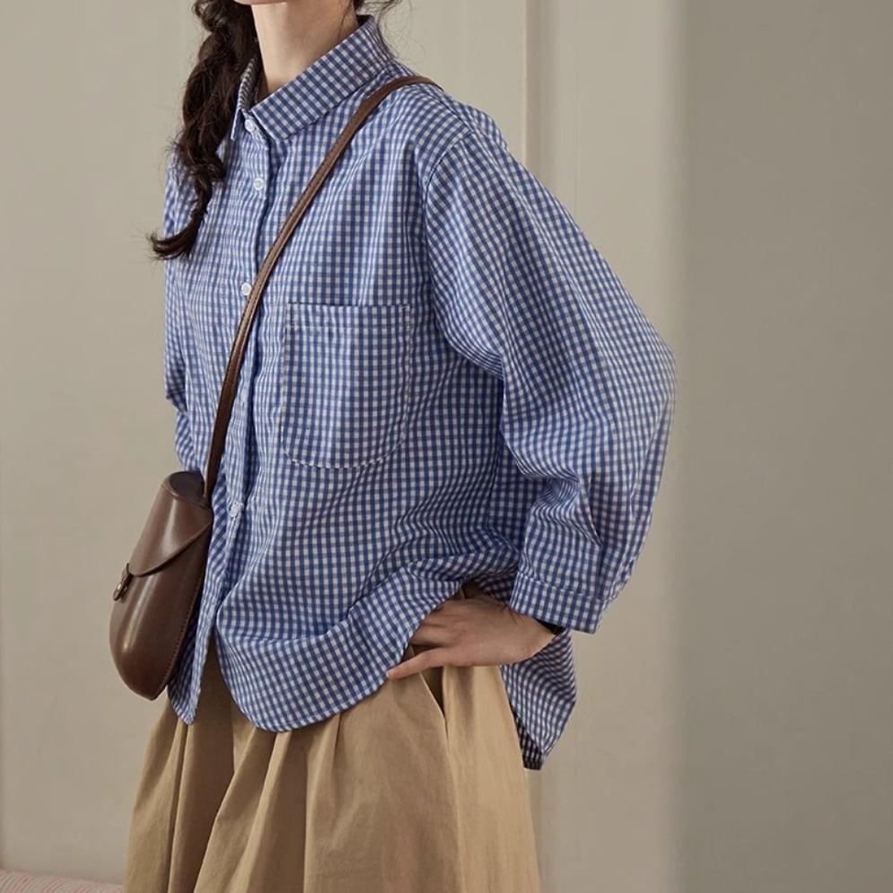 ギンガムチェック柄ブラウス ・5613 | Lehtia - レフティア｜淡色
