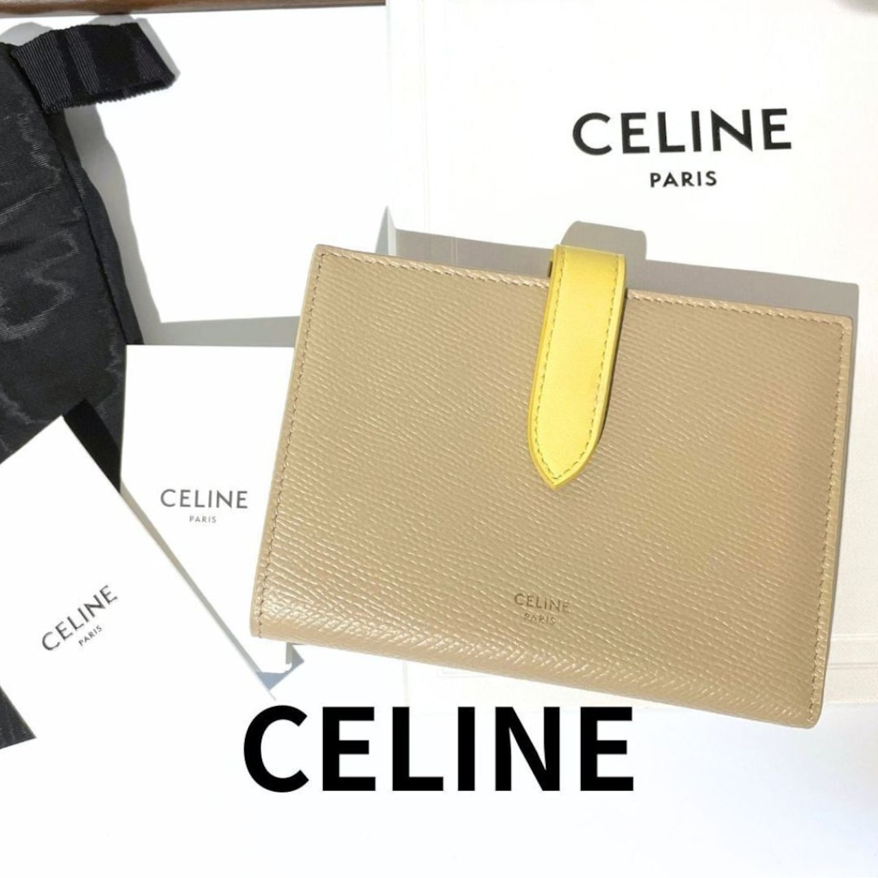 CELINE セリーヌ ミディアム ストラップウォレット 二つ折り 財布 バイ 