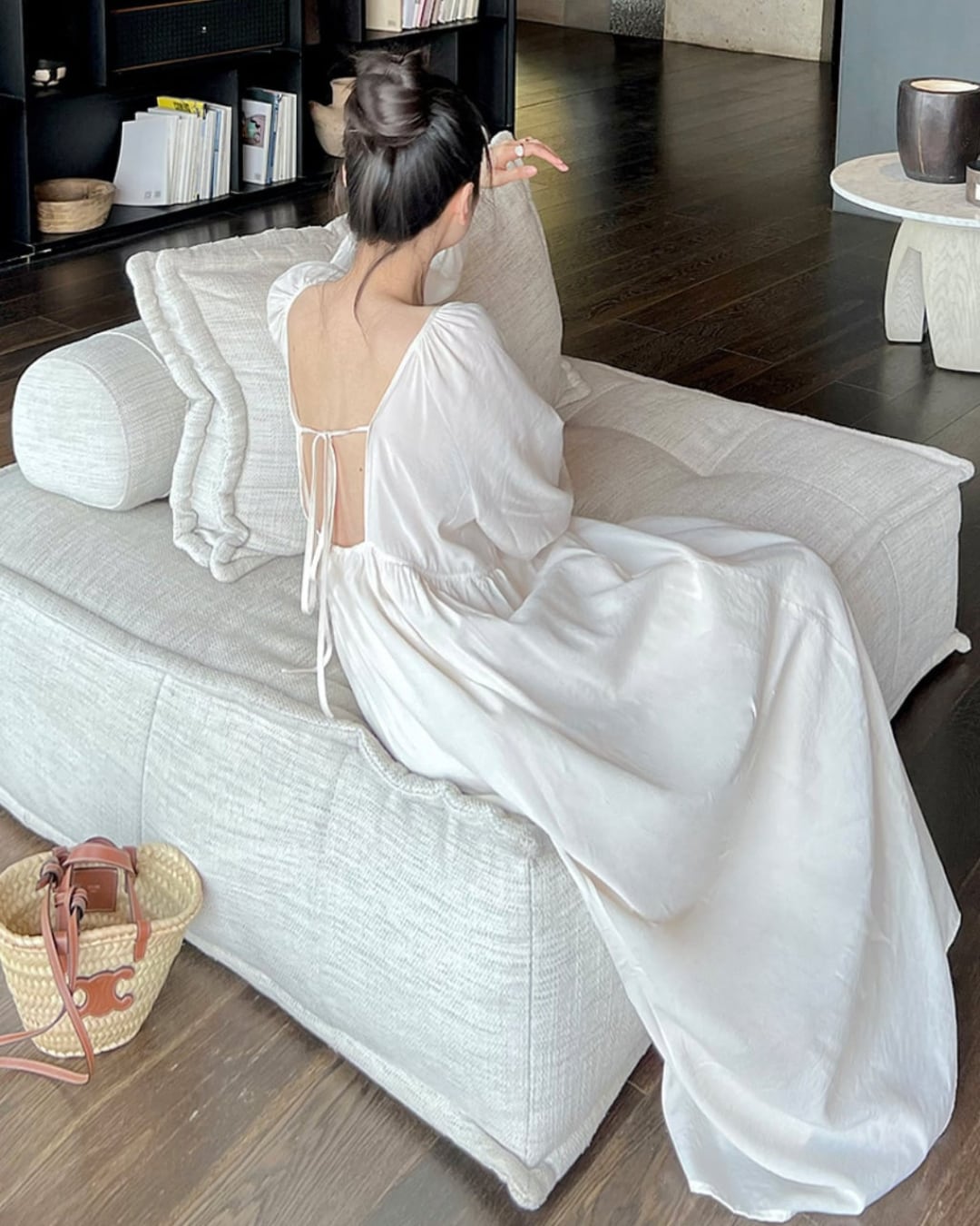 バックオープンリボンワンピース S24105