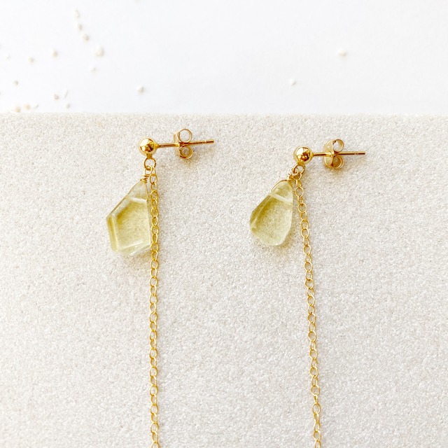 Lemon quartz chain earrings