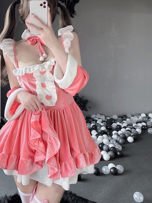 羽キャミメイド風サンタワンピースV05039