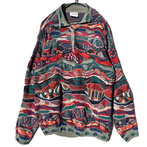 COOGI Vintage 3D Polo Knit [1990s-] Vintage 3-D Knitting Cotton Sweater