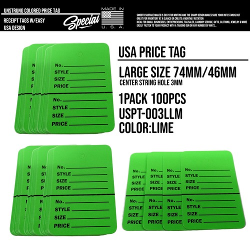 100枚 USA アメリカ プライスタグ 値札 下げ札 紙タグ カラータグ 価格タグ ビンテージ 古着 アパレル店 雑貨店 店舗用品 フリーマーケット イベント100枚入り : USPT-003LLM