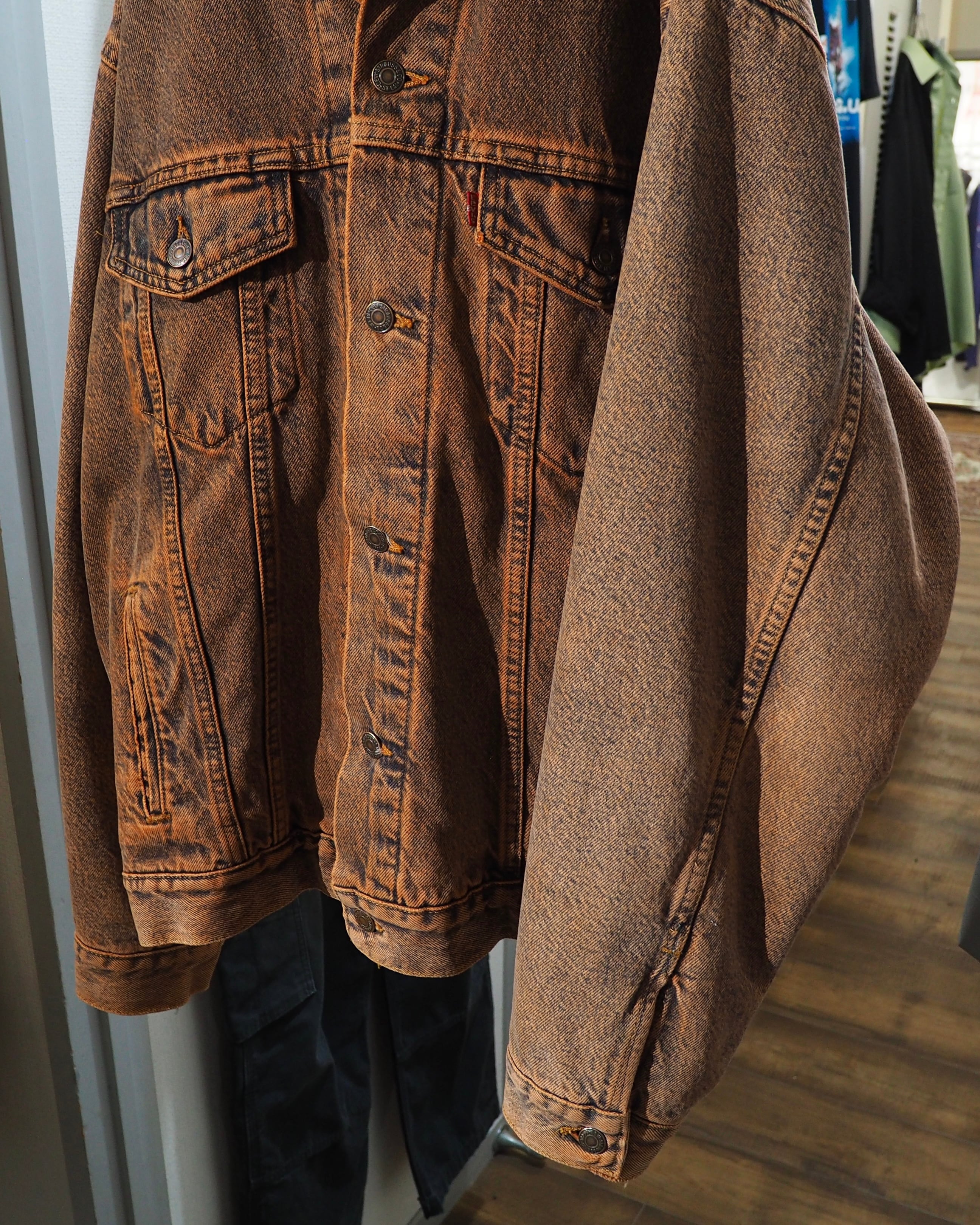 1990s " Made in USA - LEVI’S " Dark Orange Over Dyed vintage Denim jacket