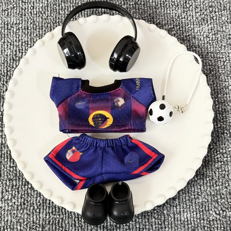 Labubu 1-3世代用 サッカー トップス+パンツ+靴+ヘッドフォン+ボール