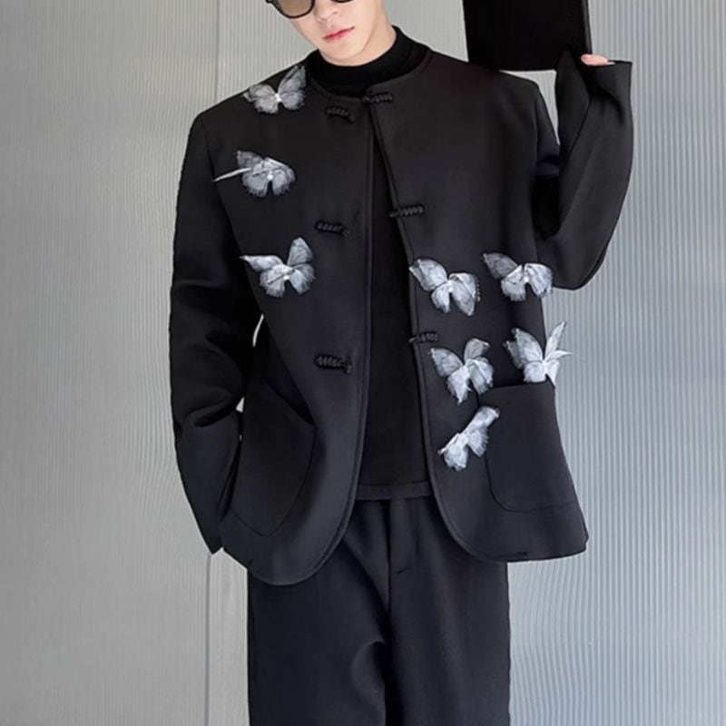 バタフライデザインノーカラージャケット C10541