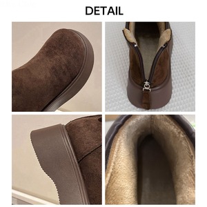 スエードタッチ ショートブーツ 裏起毛 レディース 秋冬 防寒 保温 通勤 通学 大人 きれいめ おしゃれ 暖かい 厚底 ラウンドトゥ 大人可愛い 大人女子