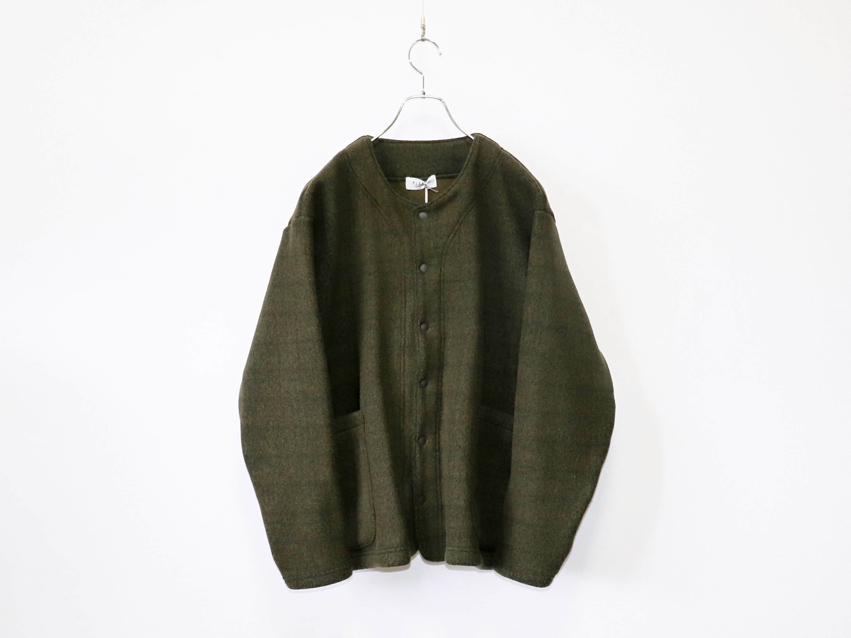 PLESIC / RECYCLE FLEECE SNAP JACKET - KHAKI プルシック
