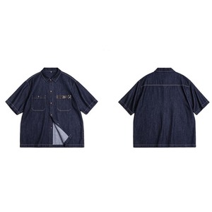 Patch pocket denim shirt  0863