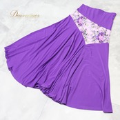 フラメンコ 衣装 ファルダ スカート パープル系 紫 イチオク ICHIOKU 花柄 伸縮 ストレッチ ダンス パーティ 発表会 社交ダンス レッスン 練習着 ステージ衣装 ダンス衣装 練習用 レッスン用 発表会衣装 パーティー用 舞台 柔らかい エレガント かわいい 大人可愛い 女性用