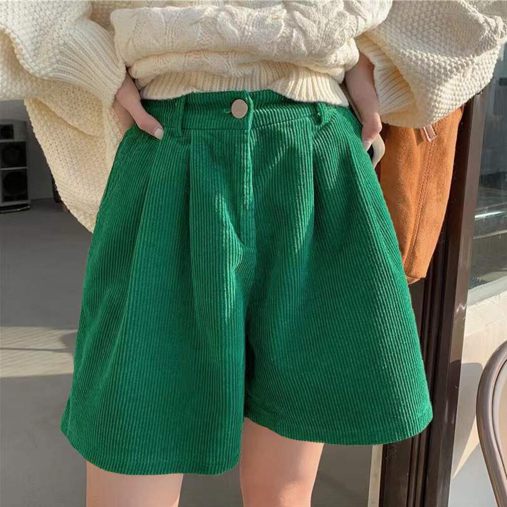 コーデュロイ ショートパンツ レディース 春秋冬 韓国 おしゃれ 大人 かわいい カジュアル ゆったり ハイウエスト Aライン 美脚 大人可愛い 大人女子