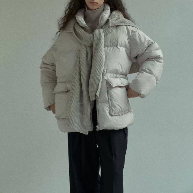 Knitted shawl down jacket <4colors>