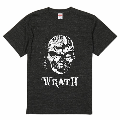 【WRATH SKULL】スカルデザインTシャツ / ヘザーブラック メンズ･レディーストップス